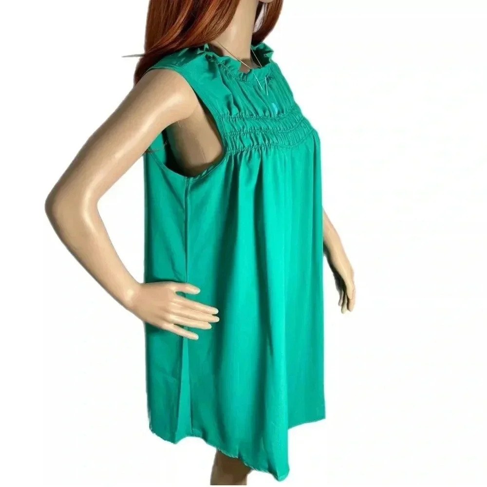 CES FEMME Boutique Dress Sleeveless Chiffon Short Casual Summer Ruffle Medium - Picture 3 of 9